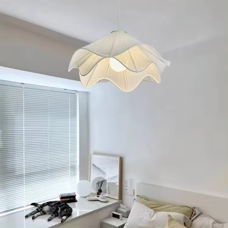 Artistic Double-Layer Petal Fabric Pendant Light