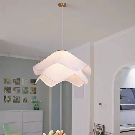 Artistic Double-Layer Petal Fabric Pendant Light