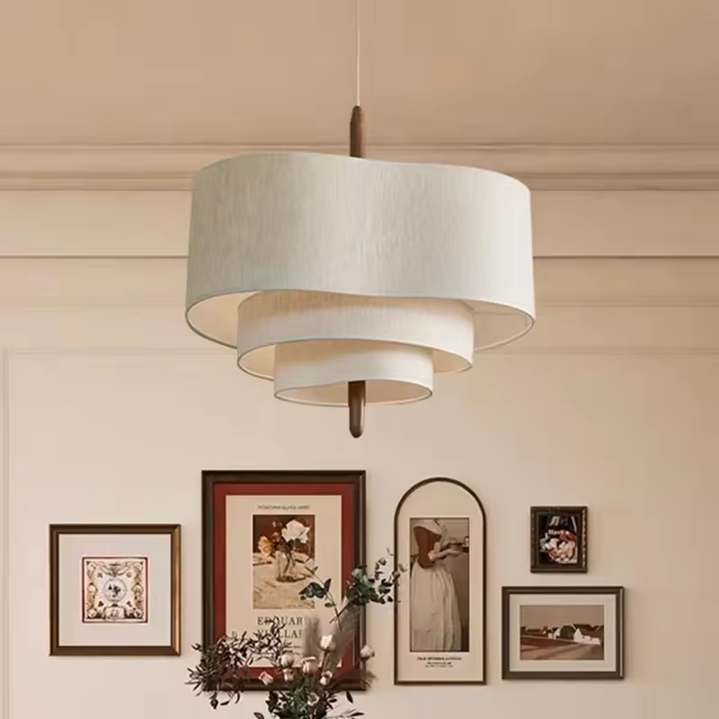 Artistic Three-Layer Fabric Pendant Light