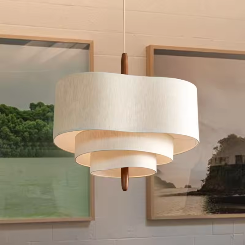 Artistic Three-Layer Fabric Pendant Light