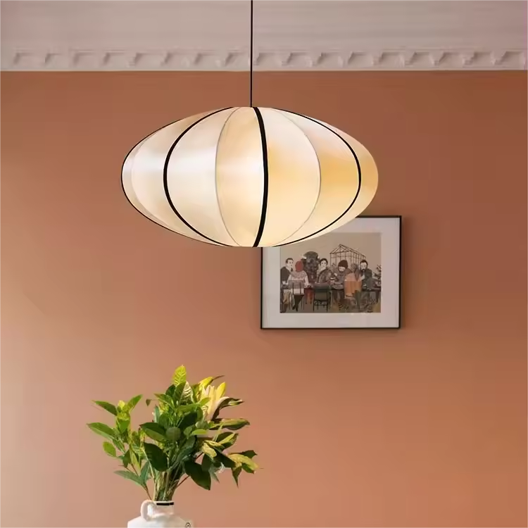 Minimalist Oval Fabric Pendant Light