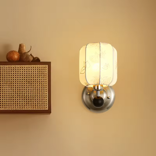 Elegant Fabric Wall Light With Leaf Pattern