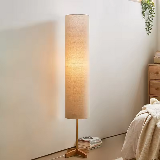 Floor Lamp With Long Fabric Shade